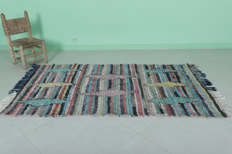 Colorful Boucherouite Area Rug - 3.6x6.1 ft | Handwoven Eco-Friendly