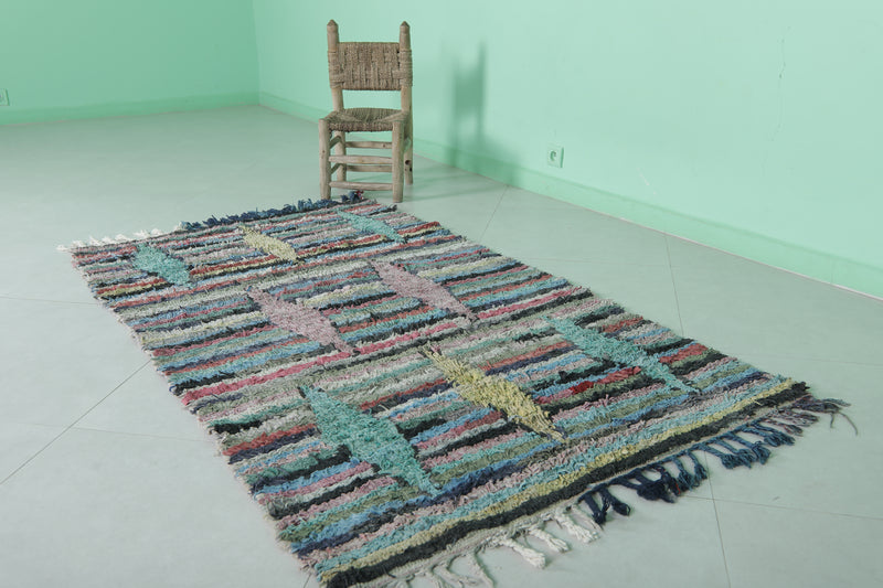 Colorful Boucherouite Area Rug - 3.6x6.1 ft | Handwoven Eco-Friendly