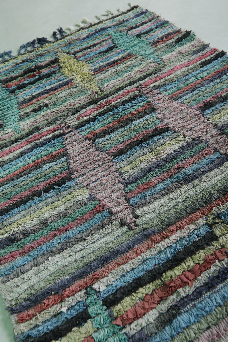 Colorful Boucherouite Area Rug - 3.6x6.1 ft | Handwoven Eco-Friendly