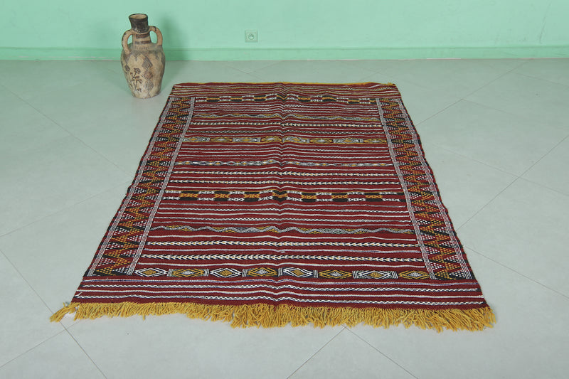 Handwoven Berber Kilim - 4.3 FT X 6 FT | Authentic Moroccan Rug