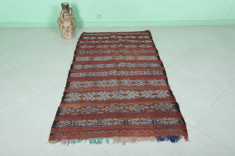 Handwoven Kilim Rug 3.3 FT x 6 FT - Traditional Moroccan Design