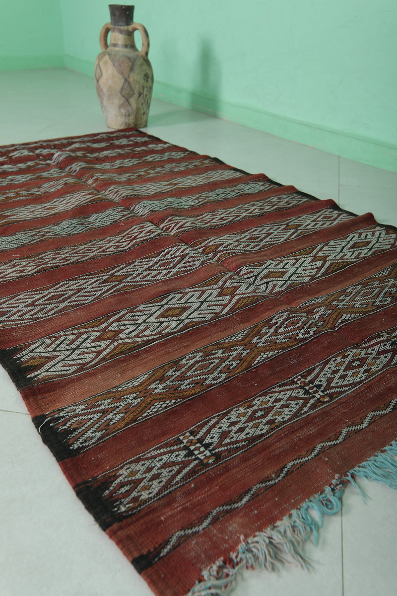 Handwoven Kilim Rug 3.3 FT x 6 FT - Traditional Moroccan Design