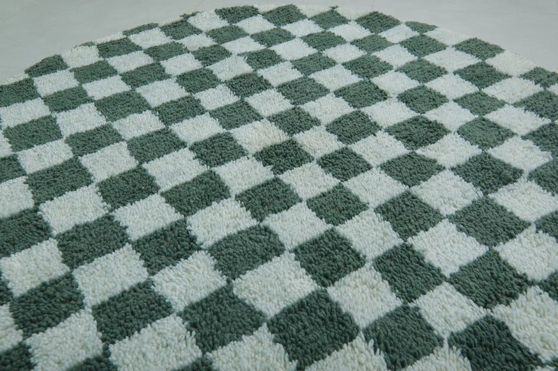 Round Moroccan Wool Rug - 5ft Checkerboard Design