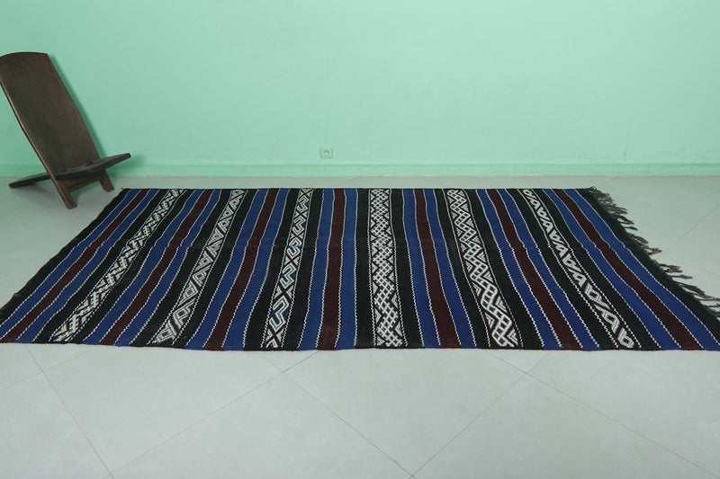 Handwoven Kilim Rug 5.2ft x 9.4ft – Traditional Moroccan Design in Blue