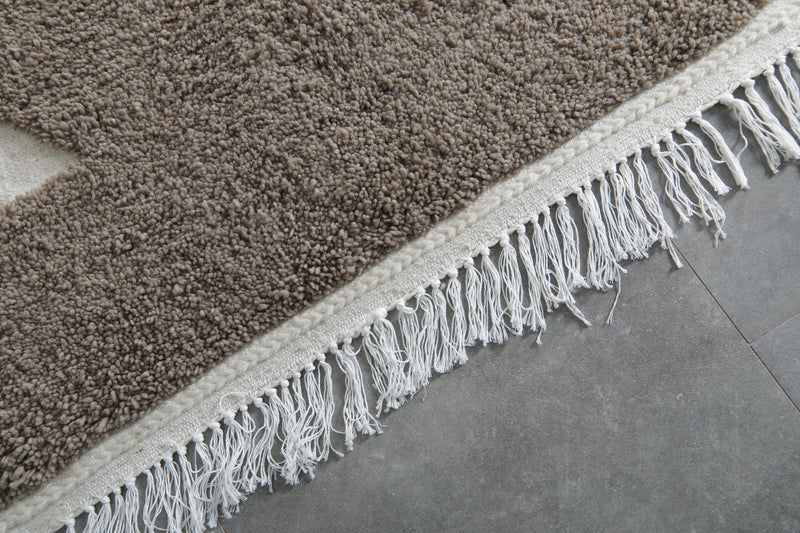 Handwoven Moroccan Rug – Earthy Beige Grey Berber Design - Wool Rug - custom moroccan rugs