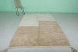 Moroccan Beni Ourain Rug 6 x 9 Ft - Beige and White Handmade Rug