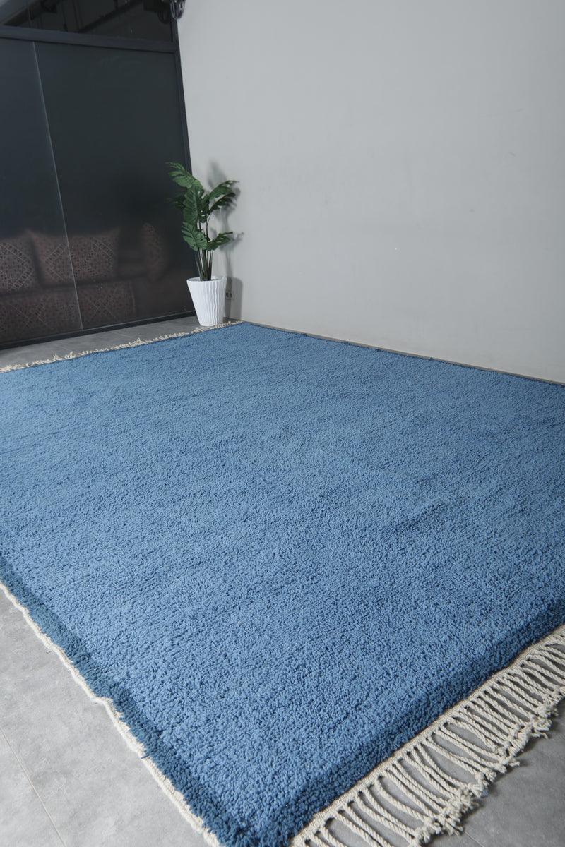 Handwoven Moroccan Rug – Elegant Blue Design - Wool Rug