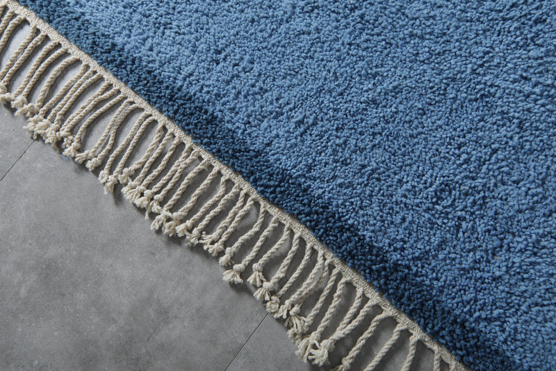 Handwoven Moroccan Rug – Elegant Blue Design - Wool Rug