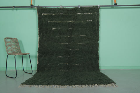 Moroccan Berber Rug - Handwoven 4.9 x 8 Feet | Luxurious Green Wool