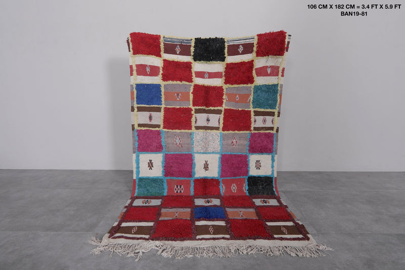 Colorful Berber Rug – 3.4 x 5.9 ft | Vibrant Patchwork Design