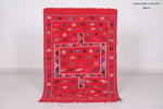 Handwoven Red kilim rug 3.4 ft x 4.8 ft