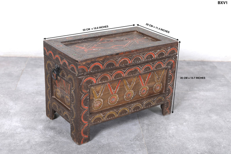 Vintage Moroccan chest  H 13.7 INCHES X W 19.8 INCHES X D 11.4 INCHES