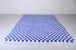 Blue and White Custom Checkered  rug - Handmade moroccan berber carpet