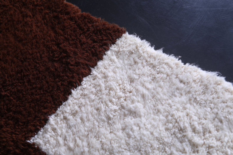 Runner Brown and White Handmade rug - custom moroccan berber carpet