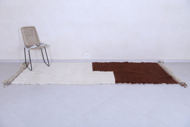 Runner Brown and White Handmade rug - custom moroccan berber carpet