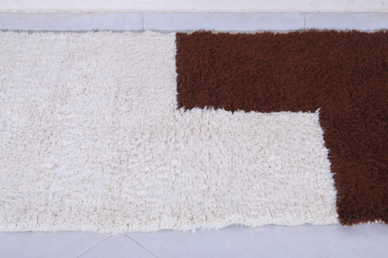 Runner Brown and White Handmade rug - custom moroccan berber carpet