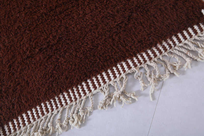 Runner Brown and White Handmade rug - custom moroccan berber carpet