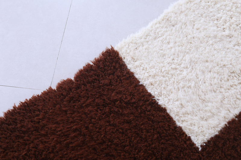 Runner Brown and White Handmade rug - custom moroccan berber carpet