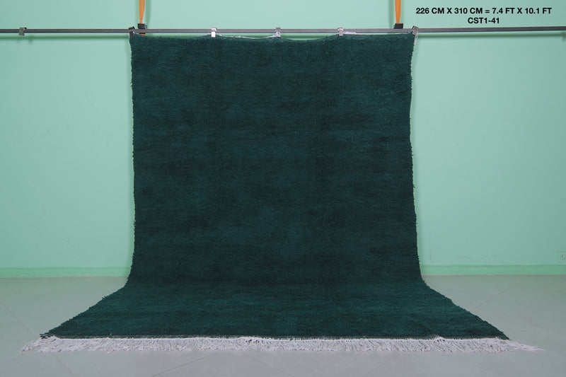 Green Moroccan Rug - 7.4 x 10.1 Feet | Handmade Elegance