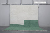 Large Moroccan Rug - 8.5 x 10.2 Feet, Green and Cream Color Block | Handwoven Berber Style