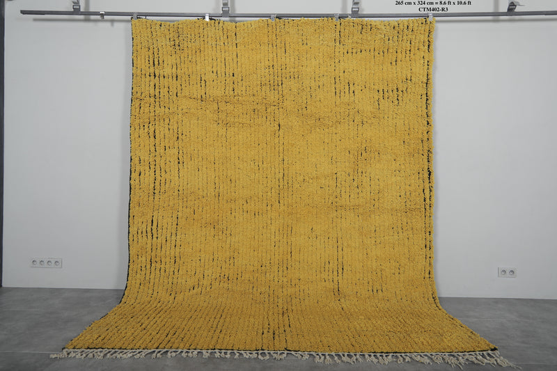 Yellow Moroccan Rug – Handwoven Wool Carpet 8.6x10.6 FT