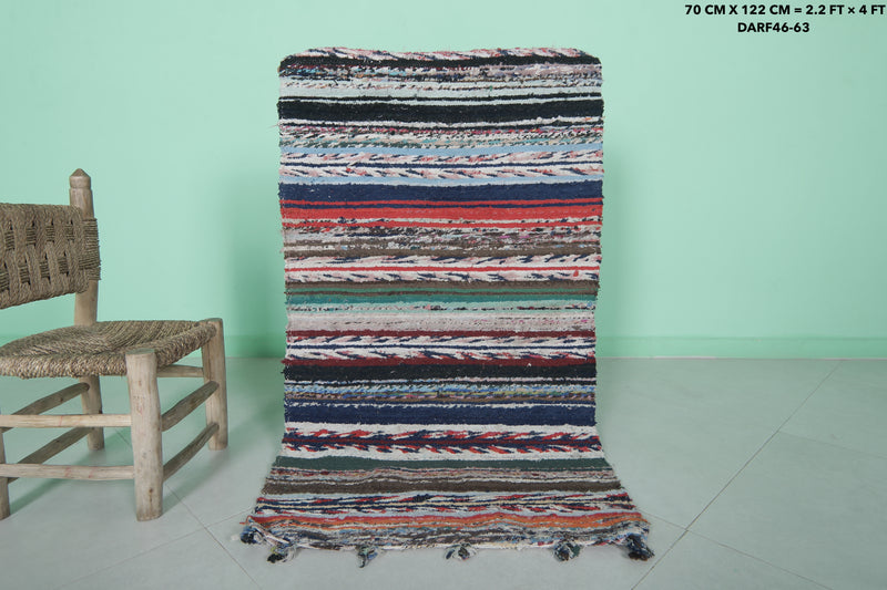 Colorful Moroccan Area Rug - Handwoven Striped Design | 2.2 x 4 Ft