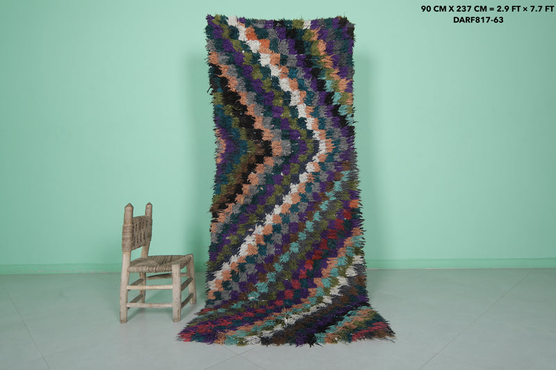 Colorful Boucherouite Rug 2.9 X 7.7 Feet - runner rug