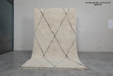 Handmade Moroccan Rug - 5.2 x 8.3 Feet, Cream with Black Diamond Pattern | Berber Style