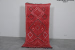 Vintage red moroccan rug 3.8 X 8.5 Feet