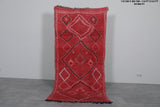 Vintage red moroccan rug 3.8 X 8.5 Feet