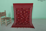 Red moroccan handwoven kilim rug 3.1 FT X 4.6 FT