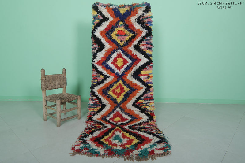 Colorful Moroccan runner rug 2.6 X 7 Feet