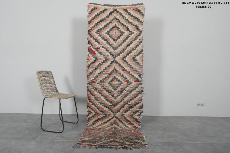 Vintage berber runner rug 2.8 X 7.8 Feet