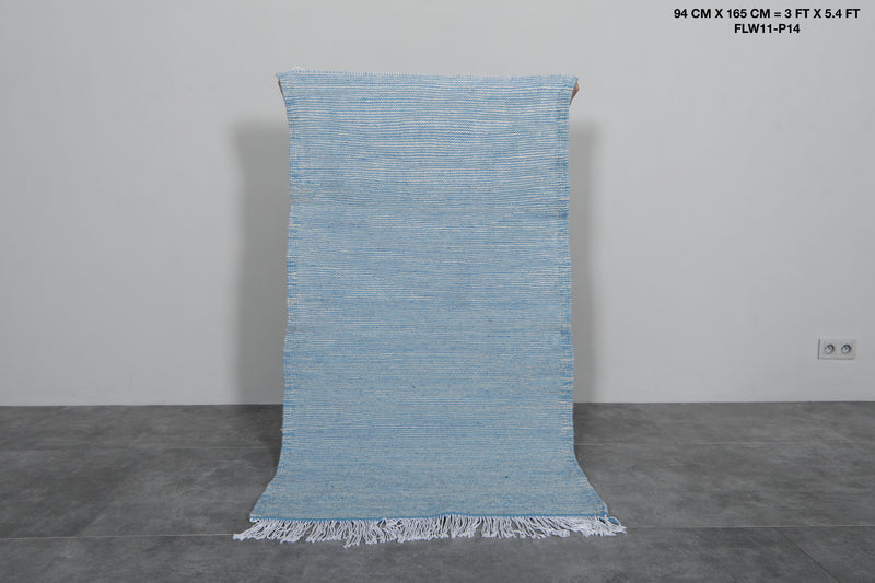 Sky Blue Moroccan Rug - 3 X 5.4 Feet | Handcrafted Elegance