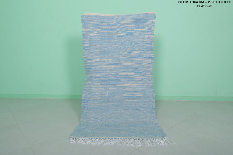 Handwoven Moroccan Rug - 2.8 X 5.3 Feet | Soft Blue