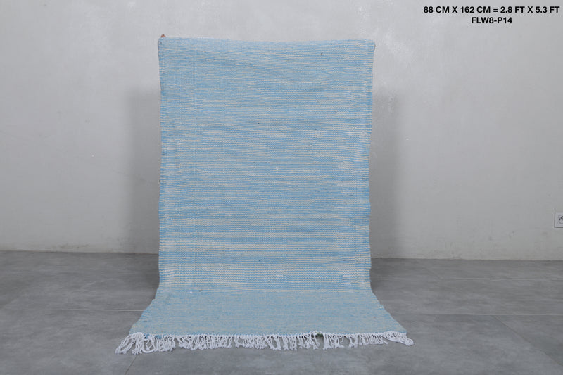 Sky Blue Moroccan Rug - 2.8 X 5.3 Feet | Handwoven Charm