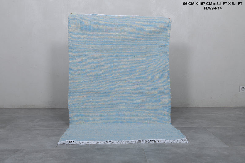 Sky Blue Moroccan Rug - 3.1 X 5.1 Feet | Handwoven Elegance