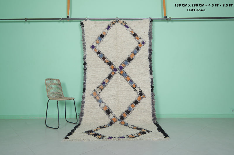 Moroccan Rug - Handwoven 4.5ft x 9.5ft | Geometric Berber Design