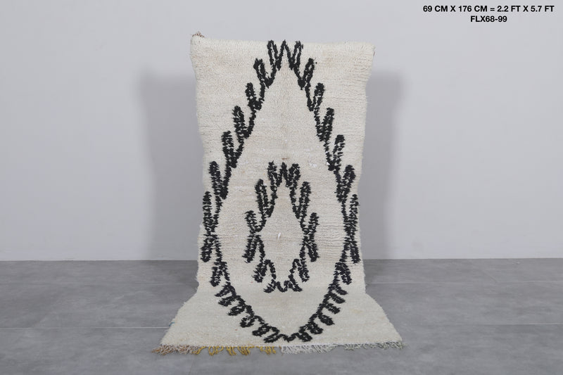 Moroccan Rug - Handwoven 2.2ft x 5.7ft | Black and White Berber Design