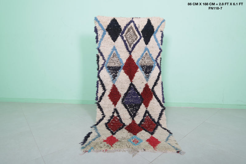 Handmade Moroccan Rug 2.8 X 6.1 Feet – Stunning Diamond Pattern