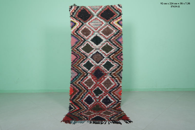 Runner Boucherouite Rug 3 x 7.3 Feet - Vibrant Moroccan Hallway Rug