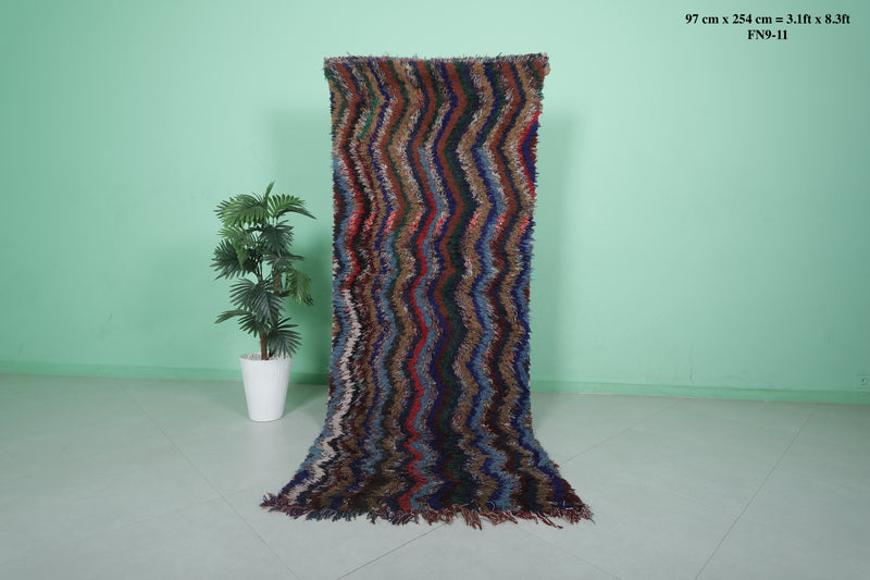 Handmade Runner Rug - 3.1 x 8.3 ft | Multicolor Zigzag Design