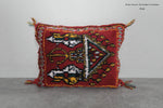 Vibrant Red Moroccan Pillow with Traditional Motifs - 13.7 x 17.3 Inches