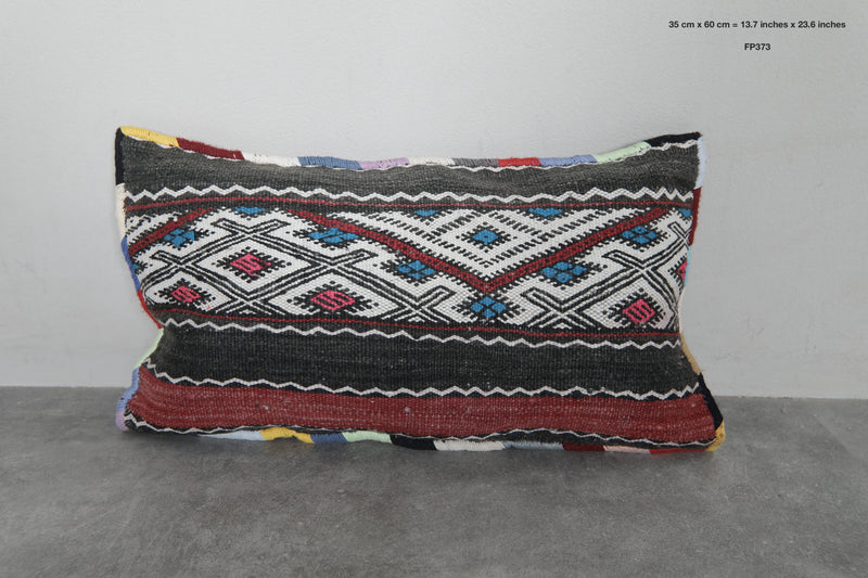 Colorful Tribal Moroccan Pillow - 13.7 x 23.6 Inches - kilim pillow