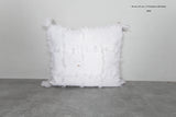 Fringed White Moroccan Pillow | 17.3x20 Inches Boho Decor