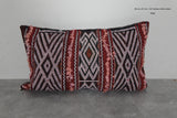 Moroccan Tribal Pillow | 13.7x22.4 Inches Boho Red & Black Design