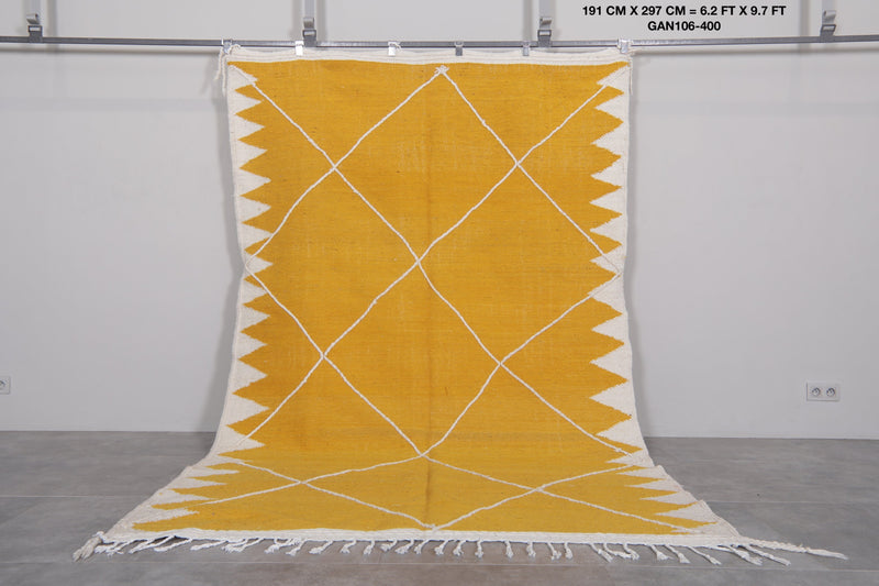 Moroccan Rug 6.2x9.7 FT - Bold Yellow Handwoven Design