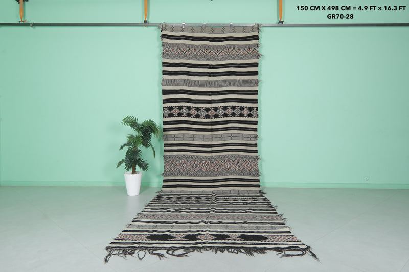 Long Hallway Kilim Rug - 4.9 FT × 16.3 FT | Handwoven Beauty