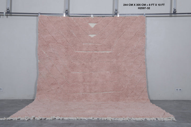 Pink Moroccan Rug - Handwoven 8 x 10 Feet | Soft Wool Elegance