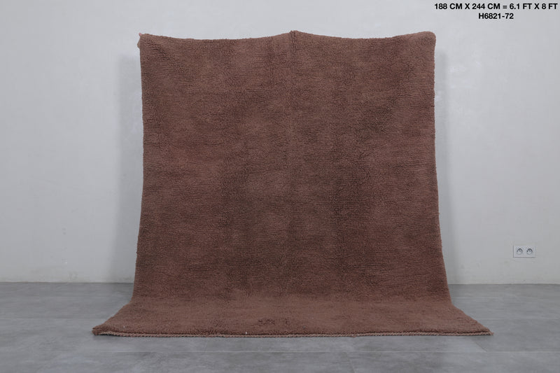 Brown Moroccan Rug - Handwoven 6.1 x 8 Feet | Natural Wool Elegance